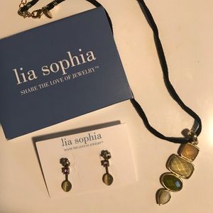 Lia Sophia Vintage gemstone necklace / earring